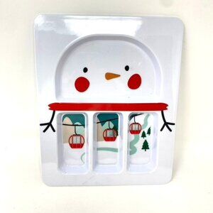 Target Kids White Snowman Divided Food Tray Dish 4 Compartments BPA Free